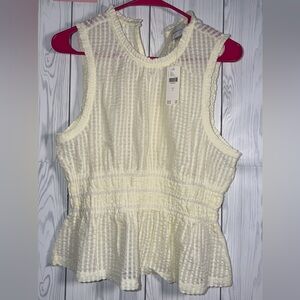 Maeve Textured Cream Peplum Blouse